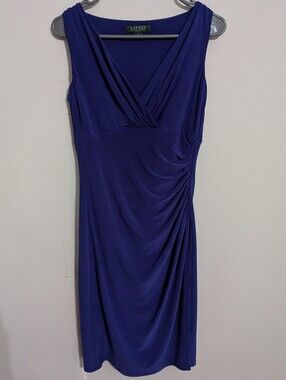 Lauren Ralph Lauren Sleeveless V-Neck Midi Dress in Royal Blue